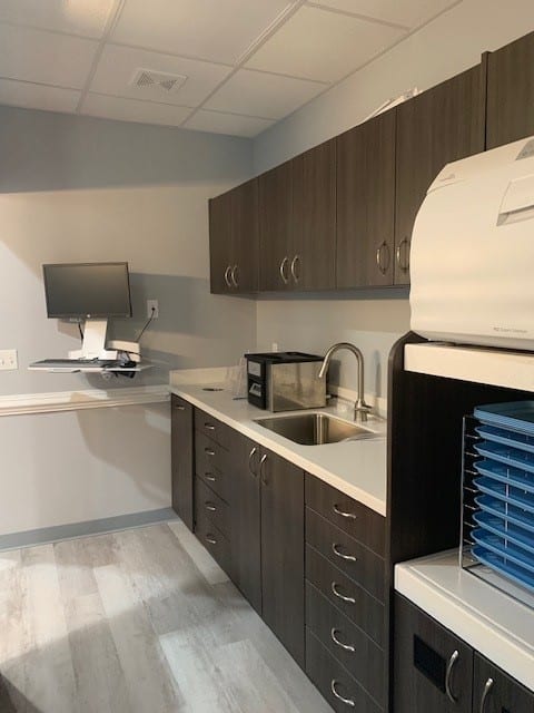 Dental lab storage and sanitation area