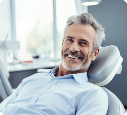 Older man smiling in the dental chair
