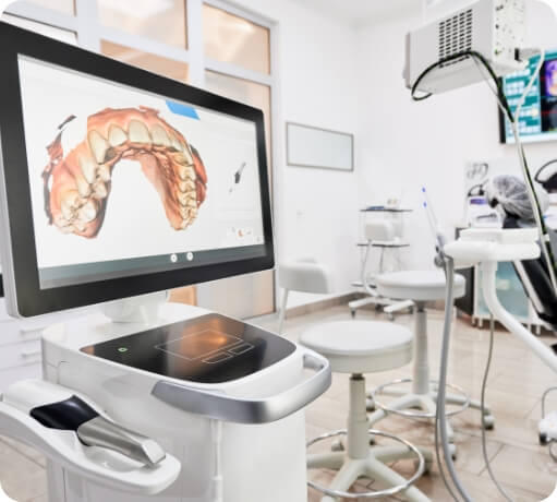 Digital impression of a patient's teeth on a chairside computer monitor